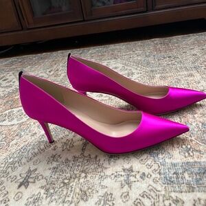 SJP by Sarah Jessica Parker NWT 39 Fawn satin pump candy bright pink heel